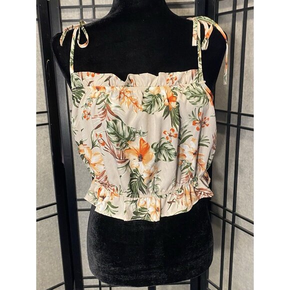 Paper & Crane Tops - Paper & Crane Cropped Tank Size M C91225bt Hawaiian Florals Spaghetti Straps